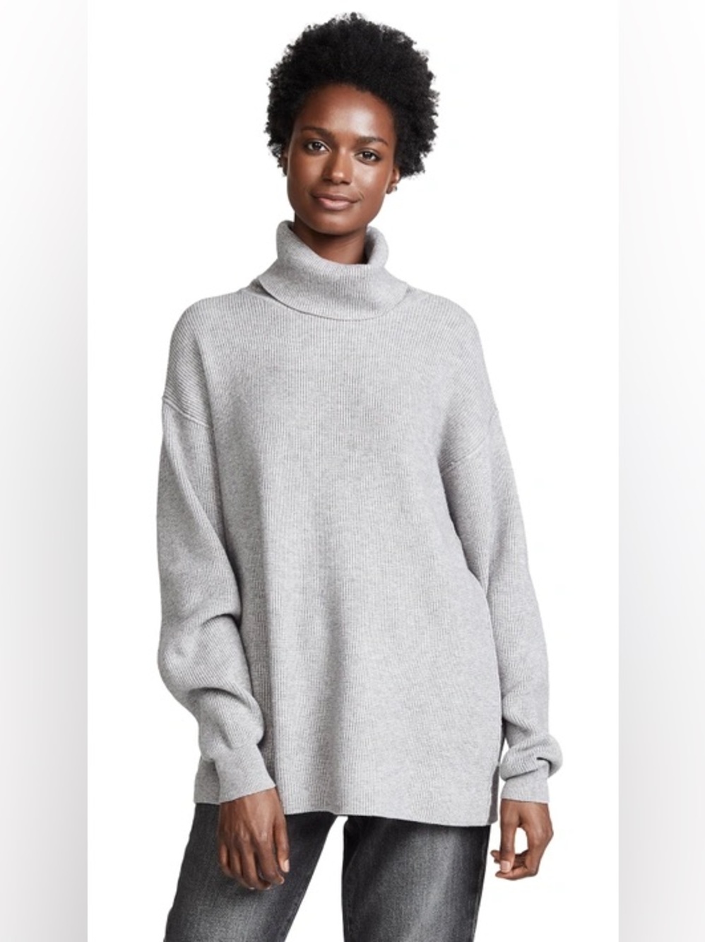 Free People Softly Structured Tunic Sweater — Dark Grey